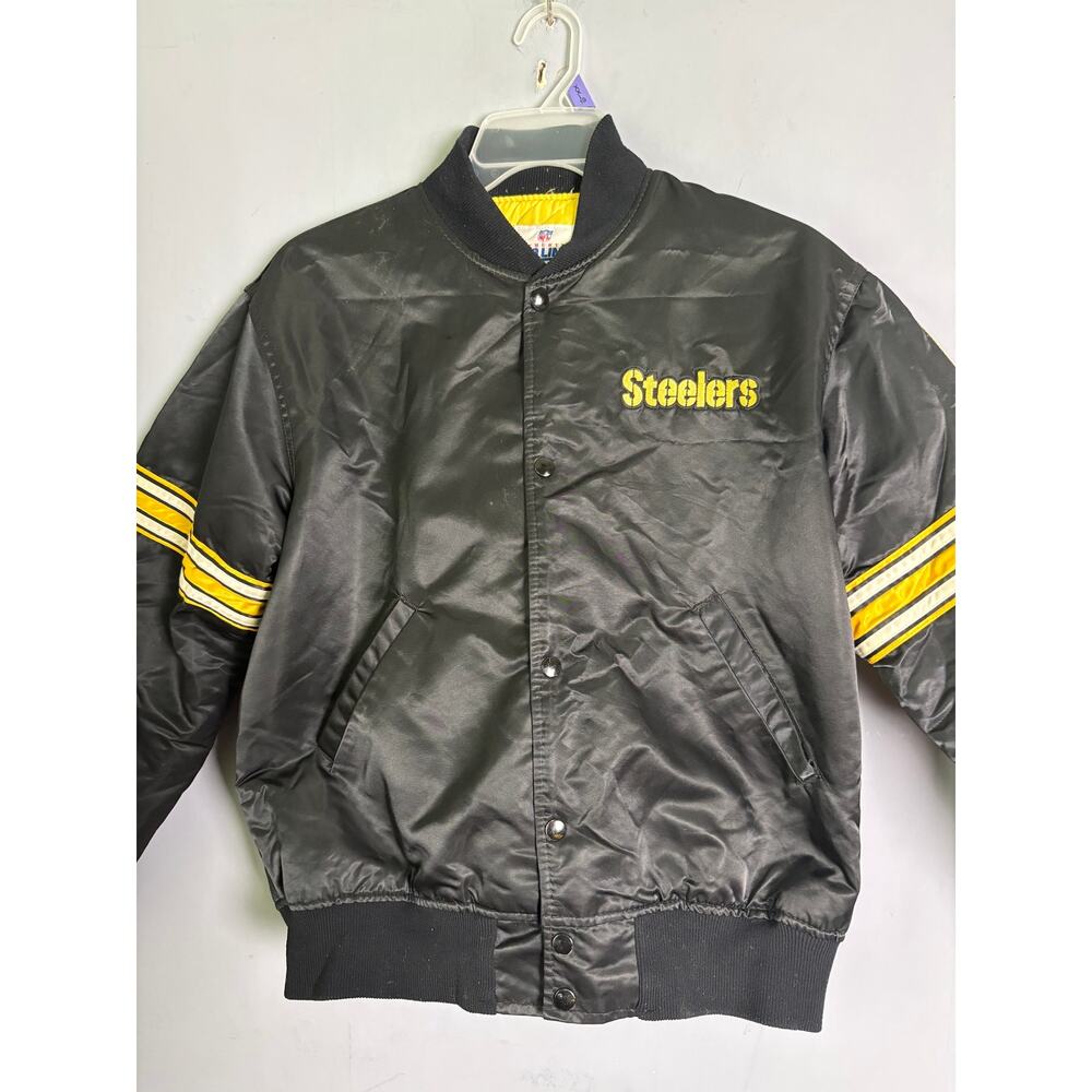 Vintage 80s 90s Starter Pro Line Pittsburgh Steelers Satin Jacket USA Made MensL
